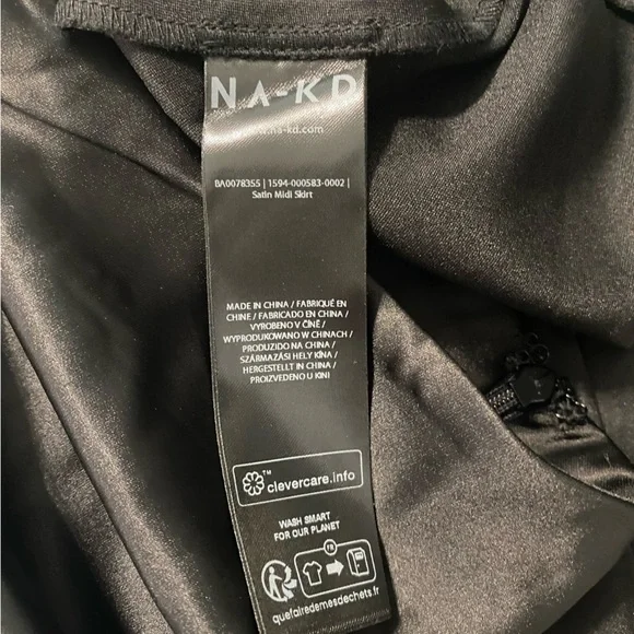 Na-kd Satin Boho Festival Rock Office Minimalist Gothic Midi Skirt Black 38 8 M - Picture 8 of 9